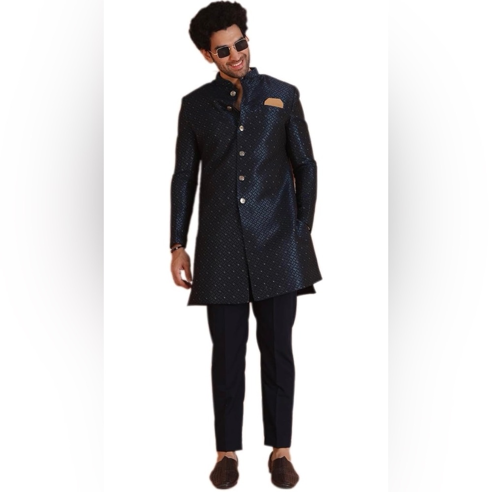 Men's Navy Blue Textured Blazer